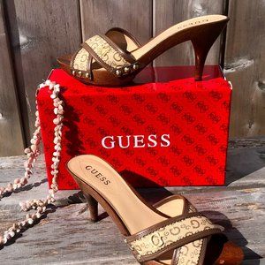 Guess Studded Open Back Logo Sandal sz 10 Like New